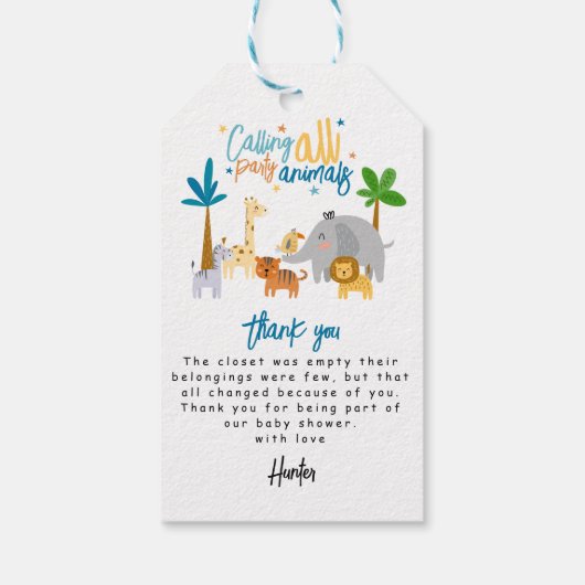 すべてのパーティー動物の誕生日パーティーに電話する ギフトタグ (裏面)