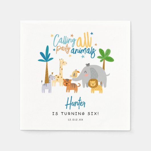 すべてのパーティー動物の誕生日パーティーに電話する スタンダードカクテルナプキン (正面)