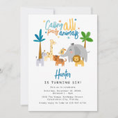 すべてのパーティー動物の誕生日パーティーに電話する 招待状 (正面)