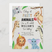 すべてのパーティー動物のSafariを呼び出す 招待状 (正面/裏面)