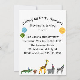 すべてのパーティー動物をカスタマイズ可能誕生日 招待状