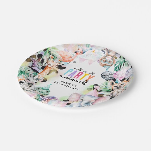 すべてのパーティー動物を呼び出すサファイリをテーマにした誕生日 ペーパープレート (アングル)