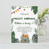 すべてのパーティー動物を呼び出すサファリ誕生日 招待状 (スタンド正面)