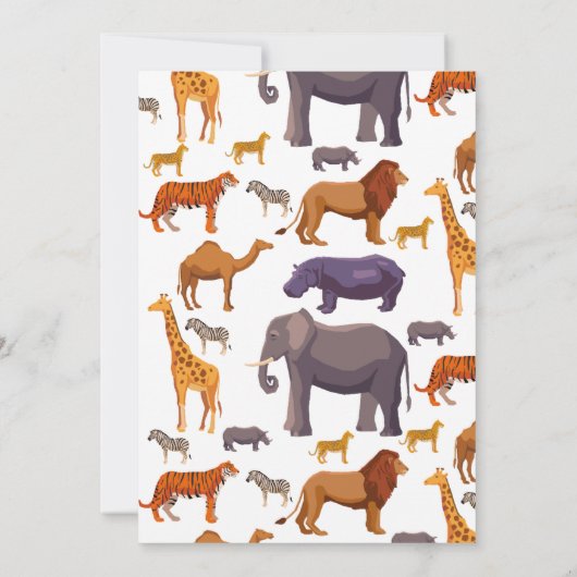 すべてのパーティー動物を呼び出すサファリ誕生日 招待状 (裏面)
