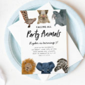 すべてのパーティー動物を呼び出すサファリ誕生日 招待状