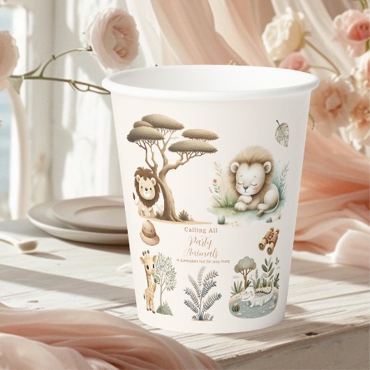 すべてのパーティー動物を呼び出すサファリ誕生日 紙コップ