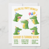 すべてのパーティー動物を呼び出すワニ誕生日パーティー 招待状 (正面)