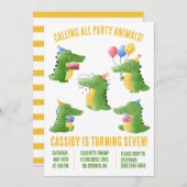 すべてのパーティー動物を呼び出すワニ誕生日パーティー 招待状 (正面/裏面)