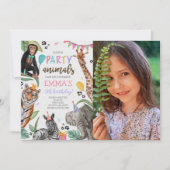 すべてのパーティー動物を呼び出す誕生日写真 招待状 (正面)