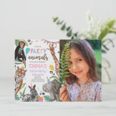 すべてのパーティー動物を呼び出す誕生日写真 招待状 (スタンド正面)