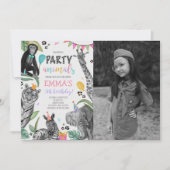 すべてのパーティー動物を呼び出す誕生日写真 招待状 (正面)