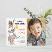 すべてのパーティー動物を呼び出す野生の少年誕生日 招待状 (スタンド正面)
