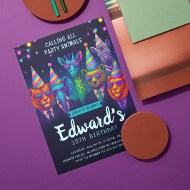すべてのパーティー動物を呼び出す – ファンシー動物誕生日 招待状