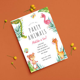 すべてのパーティー動物を呼び出すLかわいい水彩動物園 招待状