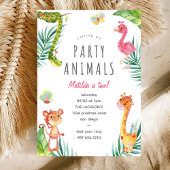 すべてのパーティー動物を呼び出すLかわいい水彩動物園 招待状