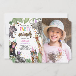 すべてのパーティー動物を呼び出すSafari誕生日写真 招待状