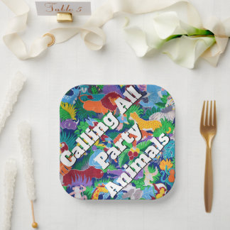 すべてのパーティー動物を呼び出すSafari カラフル ペーパープレート