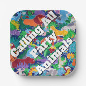すべてのパーティー動物を呼び出すSafari カラフル ペーパープレート (正面)