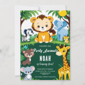 すべてのパーティー動物を呼ぶ子供の誕生日パーティー 招待状 (正面)