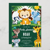 すべてのパーティー動物を呼ぶ子供の誕生日パーティー 招待状 (正面/裏面)