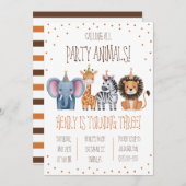 すべてのパーティー動物を呼ぶ！テーマ別の誕生日パーティー 招待状 (正面/裏面)