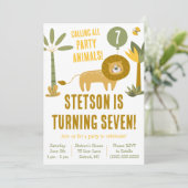 すべてのパーティー動物を呼ぶ！ライオンサファリ誕生日 招待状 (スタンド正面)