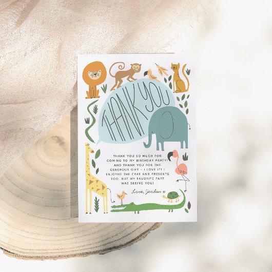 すべてのパーティー動物を呼ぶ!誕生日モダンパーティー サンキューカード