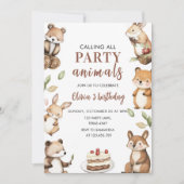 すべてのパーティー動物ウッドランド誕生日 招待状 (正面)