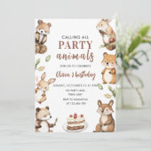 すべてのパーティー動物ウッドランド誕生日 招待状 (スタンド正面)