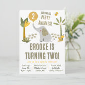 すべてのパーティー動物エレファントサファリ誕生日 招待状 (スタンド正面)