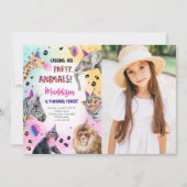 すべてのパーティー動物ガールサファリ誕生日 招待状 (正面)