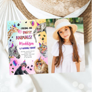 すべてのパーティー動物ガールサファリ誕生日 招待状