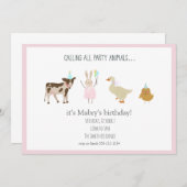 すべてのパーティー動物ガール誕生日招待状 招待状 (正面/裏面)