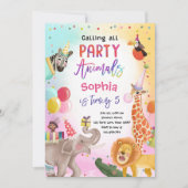 すべてのパーティー動物サファリジャングル誕生日 招待状 (正面)