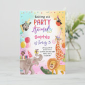 すべてのパーティー動物サファリジャングル誕生日 招待状 (スタンド正面)