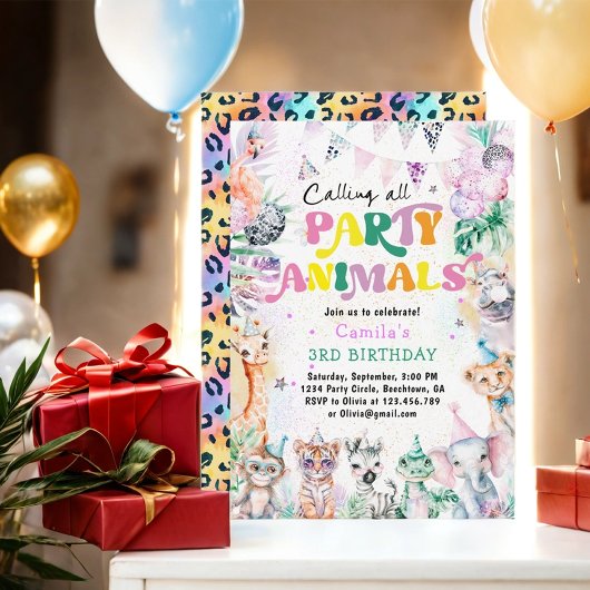 すべてのパーティー動物サファリジャングル誕生日 招待状