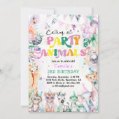 すべてのパーティー動物サファリジャングル誕生日 招待状 (正面)