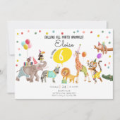 すべてのパーティー動物サファリボーイガール誕生日 招待状 (正面)