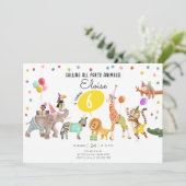 すべてのパーティー動物サファリボーイガール誕生日 招待状 (スタンド正面)