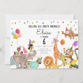 すべてのパーティー動物サファリボーイガール誕生日 招待状 (正面)