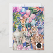 すべてのパーティー動物サファリ誕生日パーティーに電話 招待状 (裏面)