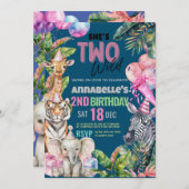 すべてのパーティー動物サファリ誕生日パーティーに電話 招待状 (正面/裏面)