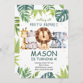 すべてのパーティー動物サファリ誕生日招待状 招待状