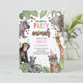 すべてのパーティー動物サファリ誕生日 招待状 (スタンド正面)