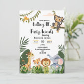 すべてのパーティー動物サファリ赤ちゃんシャワーを呼び出す 招待状 (スタンド正面)