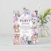 すべてのパーティー動物ジャングルサファリ誕生日 サンキューカード (スタンド正面)