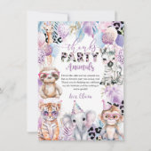 すべてのパーティー動物ジャングルサファリ誕生日 サンキューカード (正面)