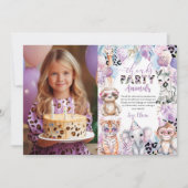 すべてのパーティー動物ジャングルサファリ誕生日 サンキューカード (正面)