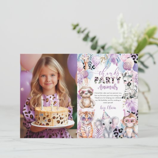 すべてのパーティー動物ジャングルサファリ誕生日 サンキューカード (スタンド正面)
