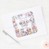 すべてのパーティー動物ジャングルサファリ誕生日 スクエアシール (封筒)